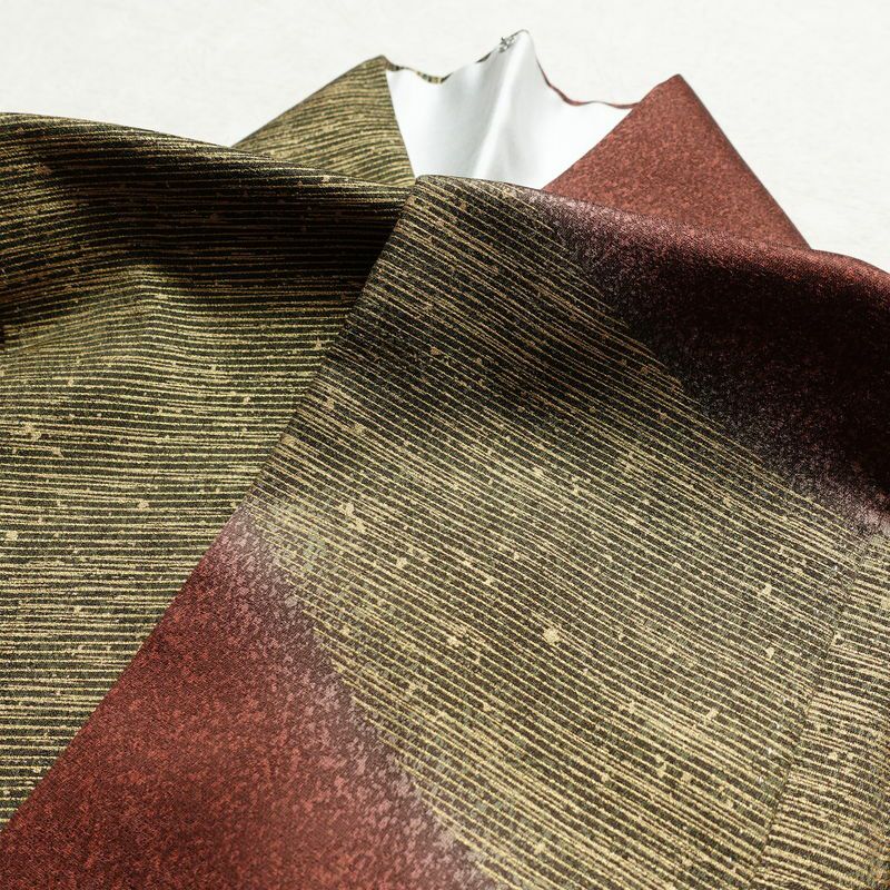 訪問着 良品 正絹 蝶・昆虫柄 袷仕立て 身丈157.5cm 裄丈65cm 箔 一部しつけ糸付き 茶_画像16