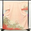 訪問着 縮緬 正絹 古典柄 袷仕立て 身丈160cm 裄丈69cm 箔 梅 菊 萩 ピンク_画像1