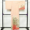 訪問着 縮緬 正絹 古典柄 袷仕立て 身丈160cm 裄丈69cm 箔 梅 菊 萩 ピンク_画像2
