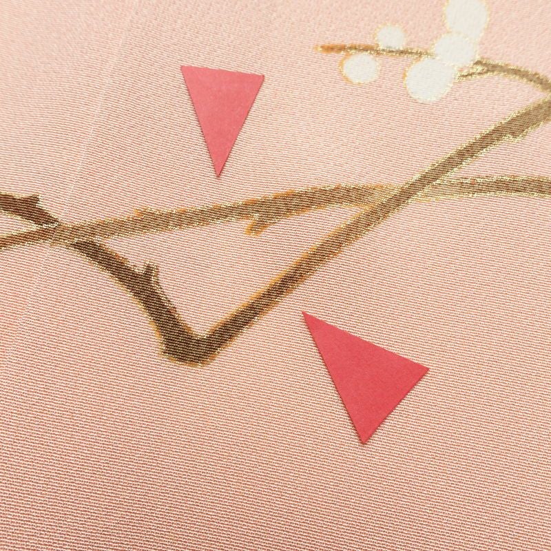 訪問着 縮緬 正絹 古典柄 袷仕立て 身丈160cm 裄丈69cm 箔 梅 菊 萩 ピンク_画像13