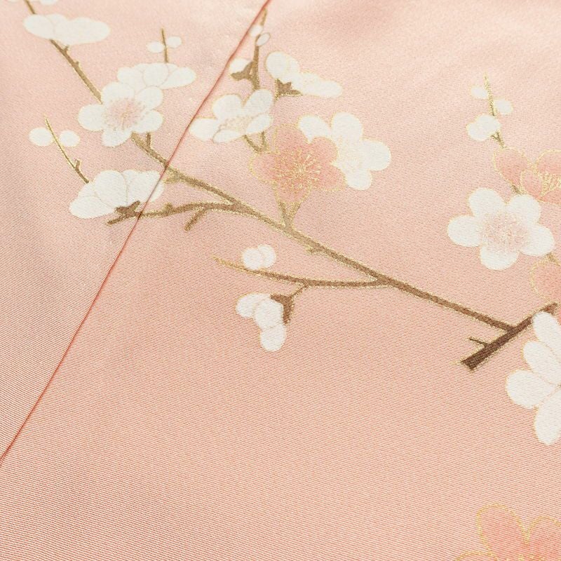 訪問着 縮緬 正絹 古典柄 袷仕立て 身丈160cm 裄丈69cm 箔 梅 菊 萩 ピンク_画像17