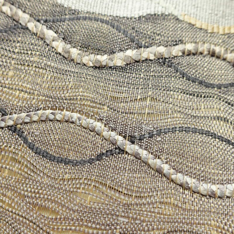 袋帯 すくい織 太鼓柄 美品 一般用 正絹 流水・波柄 ベージュ_画像5