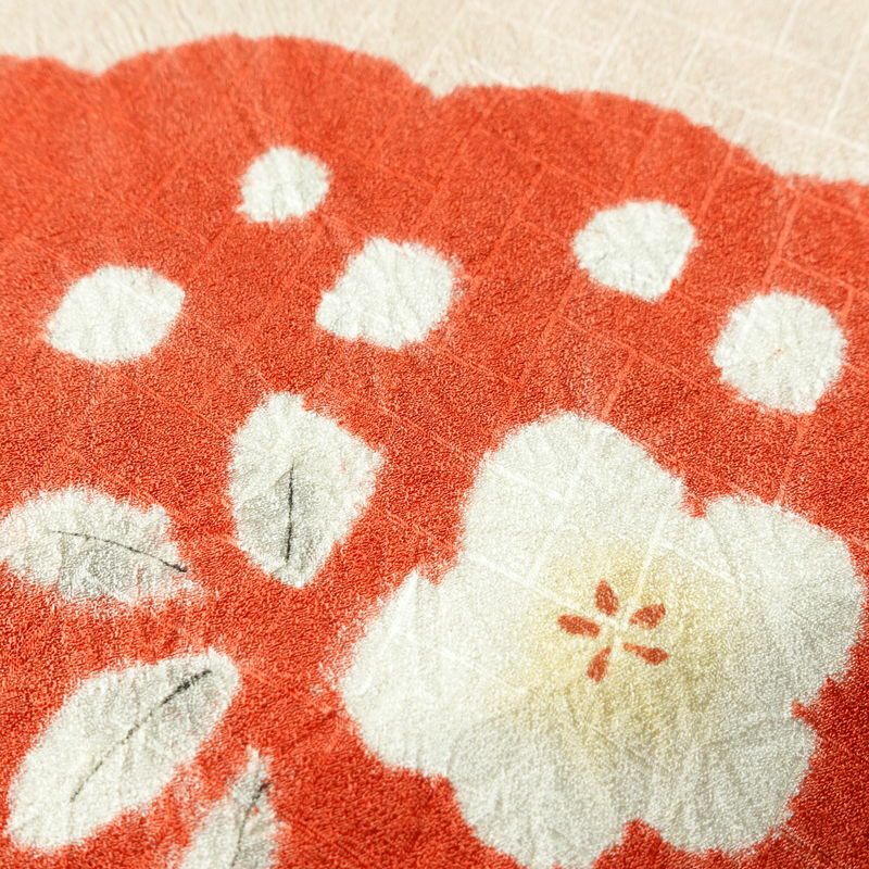 付け下げ 良品 しつけ糸付き 絞り 一つ紋付き 正絹 花柄 袷仕立て 身丈162cm 裄丈65cm ピンク_画像8