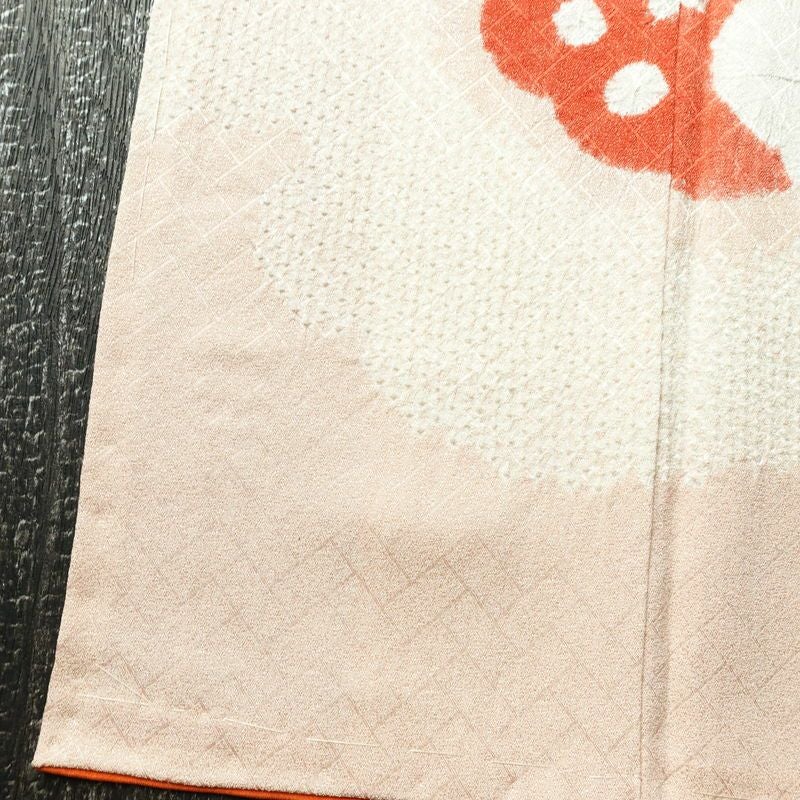 付け下げ 良品 しつけ糸付き 絞り 一つ紋付き 正絹 花柄 袷仕立て 身丈162cm 裄丈65cm ピンク_画像10