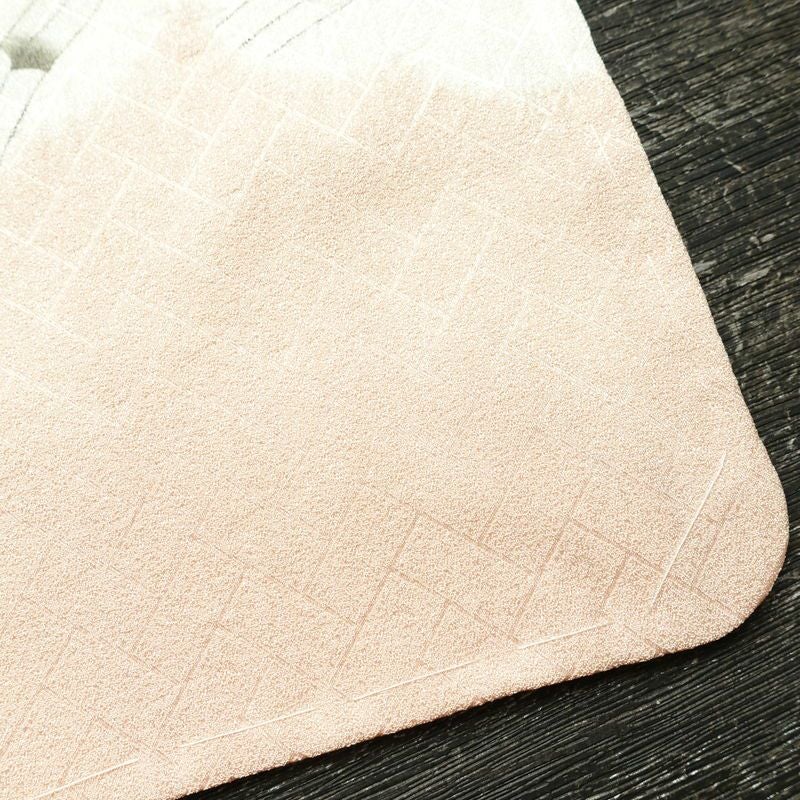 付け下げ 良品 しつけ糸付き 絞り 一つ紋付き 正絹 花柄 袷仕立て 身丈162cm 裄丈65cm ピンク_画像15