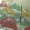付け下げ 良品 絞り たたき染め 正絹 風景柄 袷仕立て 身丈157cm 裄丈65cm 箔 共八掛 緑・うぐいす色_画像4