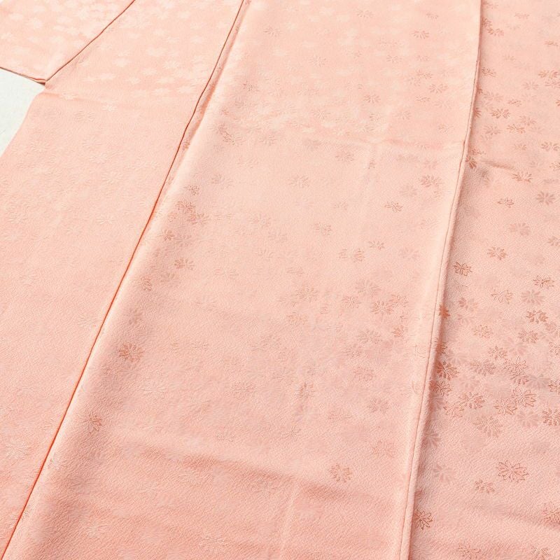 色無地 一つ紋付き 正絹 花柄 袷仕立て 身丈150.5cm 裄丈64cm ピンク_画像5