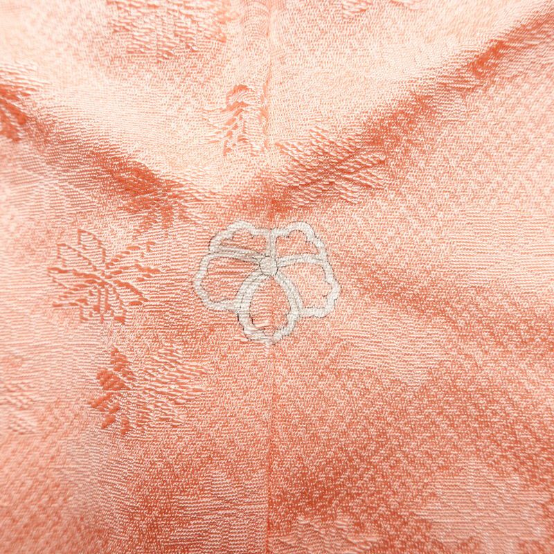 色無地 一つ紋付き 正絹 花柄 袷仕立て 身丈150.5cm 裄丈64cm ピンク_画像11