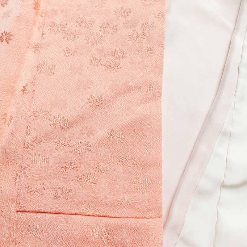 色無地 一つ紋付き 正絹 花柄 袷仕立て 身丈150.5cm 裄丈64cm ピンク_画像17