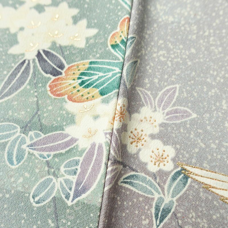 小紋 縮緬 正絹 袷仕立て 身丈161.5cm 裄丈65cm 金彩 多色使い_画像9