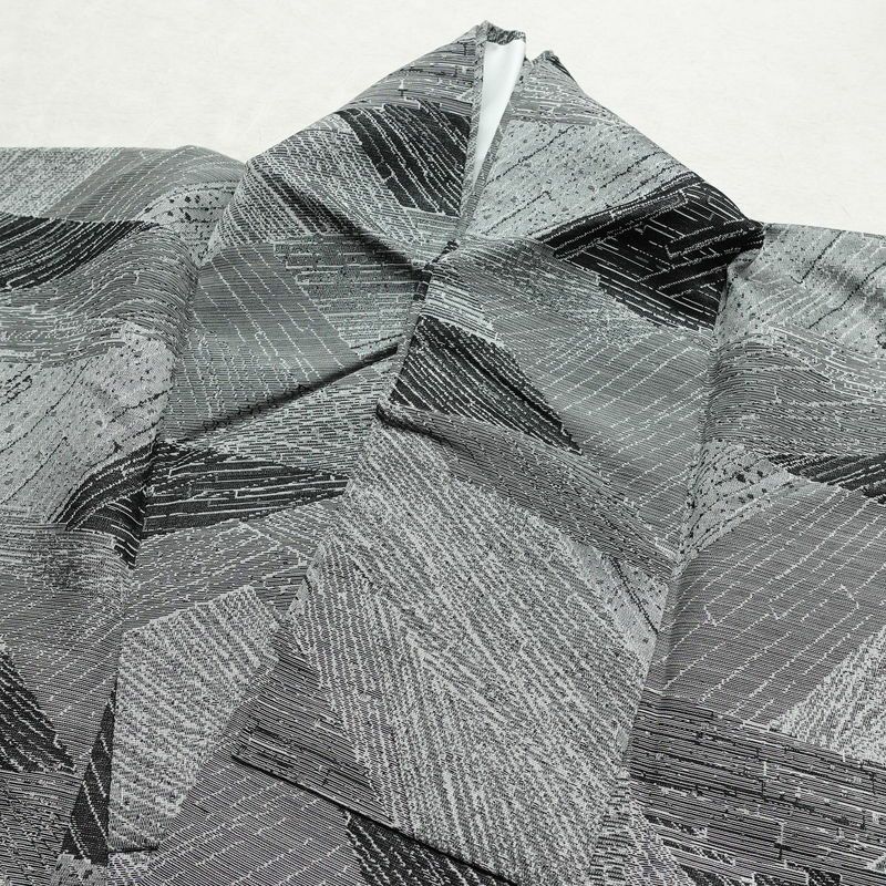 小紋 ポリエステル 幾何学柄・抽象柄 袷仕立て 身丈149cm 裄丈63.5cm グレー_画像13