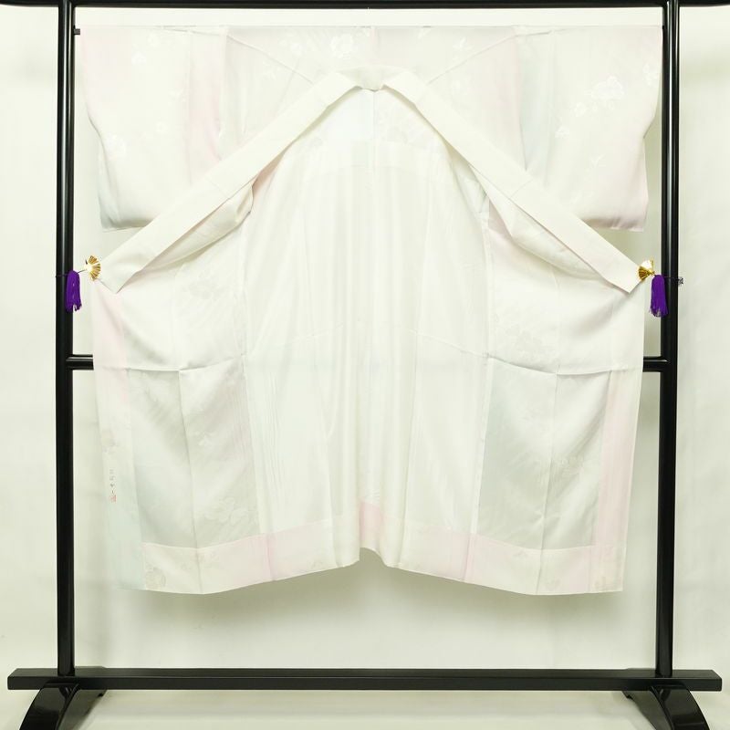 長襦袢 正絹 花柄 袖無双・胴抜き ぼかし 身丈137cm 裄丈67.5cm ピンク_画像3