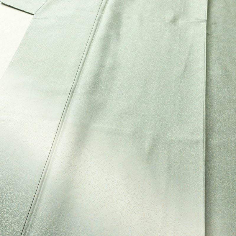 付け下げ 美品 しつけ糸付き 紬地 正絹 その他の柄 袷仕立て 身丈173.5cm 裄丈70cm 緑・うぐいす色_画像5