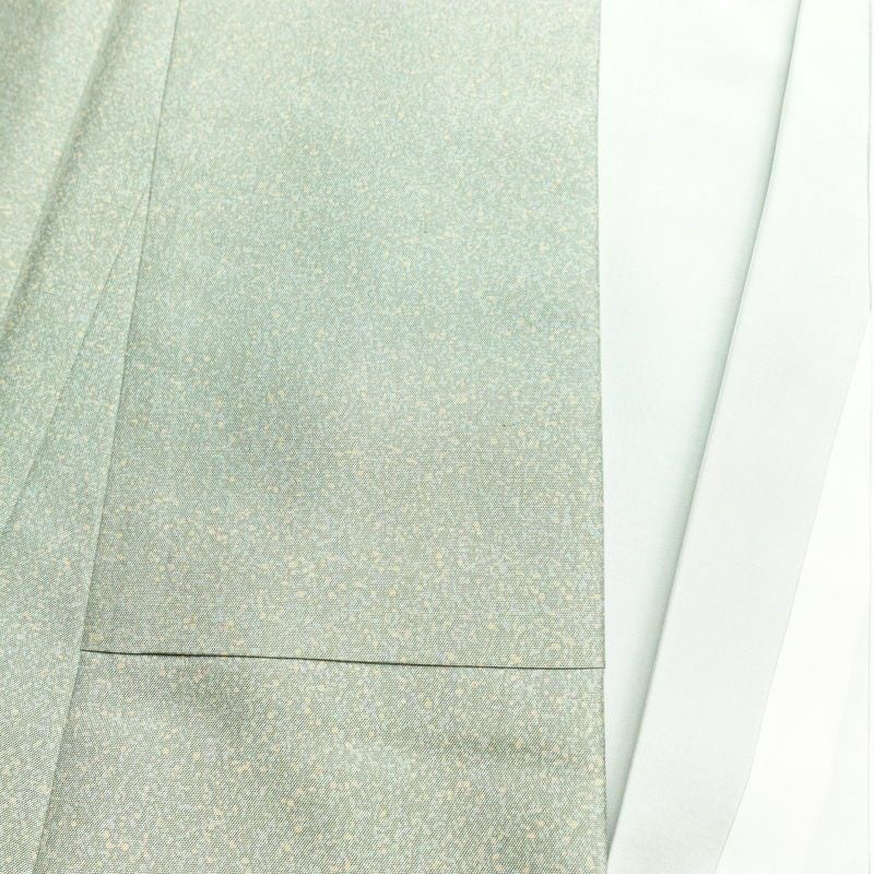 付け下げ 美品 しつけ糸付き 紬地 正絹 その他の柄 袷仕立て 身丈173.5cm 裄丈70cm 緑・うぐいす色_画像16