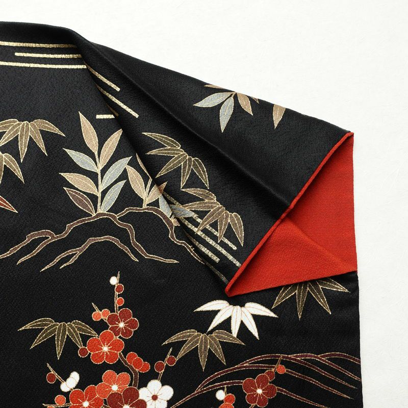 振袖 良品 金駒刺繍 正絹 風景柄 袷仕立て 身丈172cm 裄丈71cm 箔 金彩 モダン 成人式 黒_画像13
