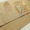 袋帯 六通柄 良品 一般用 正絹 幾何学柄・抽象柄 金糸 帯 黄・黄土色_画像11