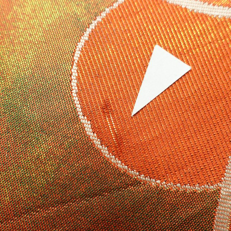 袋帯 六通柄 フォーマル用 正絹 流水・波柄 青海波 箔 帯 橙_画像15