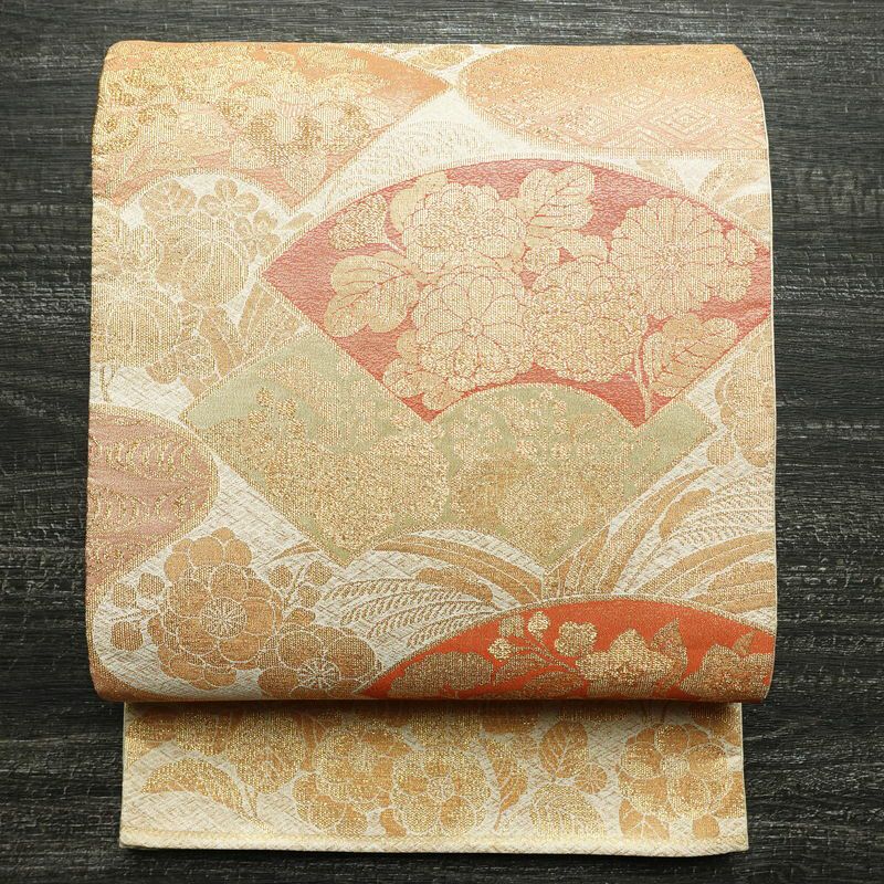 袋帯 佐賀錦 全通柄 フォーマル用 正絹 雲柄 箔 金糸 帯 ピンク | 全通