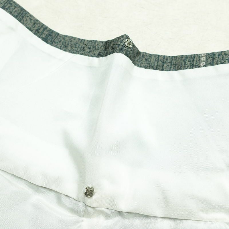 小紋 しつけ糸付き ポリエステル 古典柄 袷仕立て 身丈161.5cm 裄丈65cm 着物 緑・うぐいす色_画像18