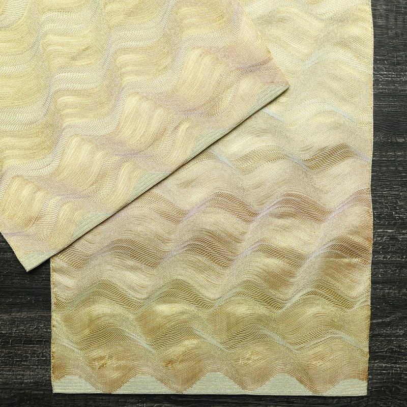 袋帯 六通柄 良品 フォーマル用 正絹 流水・波柄 金糸 帯 金・銀_画像11