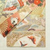 袋帯 六通柄 良品 フォーマル用 正絹 古典柄 箔 刺繍 金糸 帯 扇子 鶴 菊 多色使い_画像13