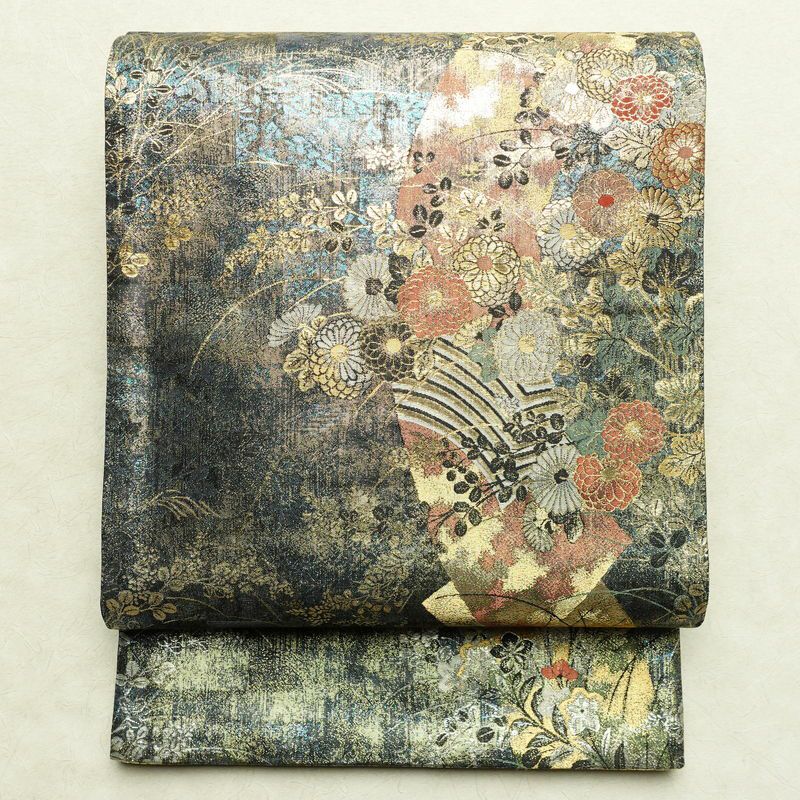 袋帯 琳派巻絵文 六通柄 美品 フォーマル用 正絹 古典柄 箔 金通し