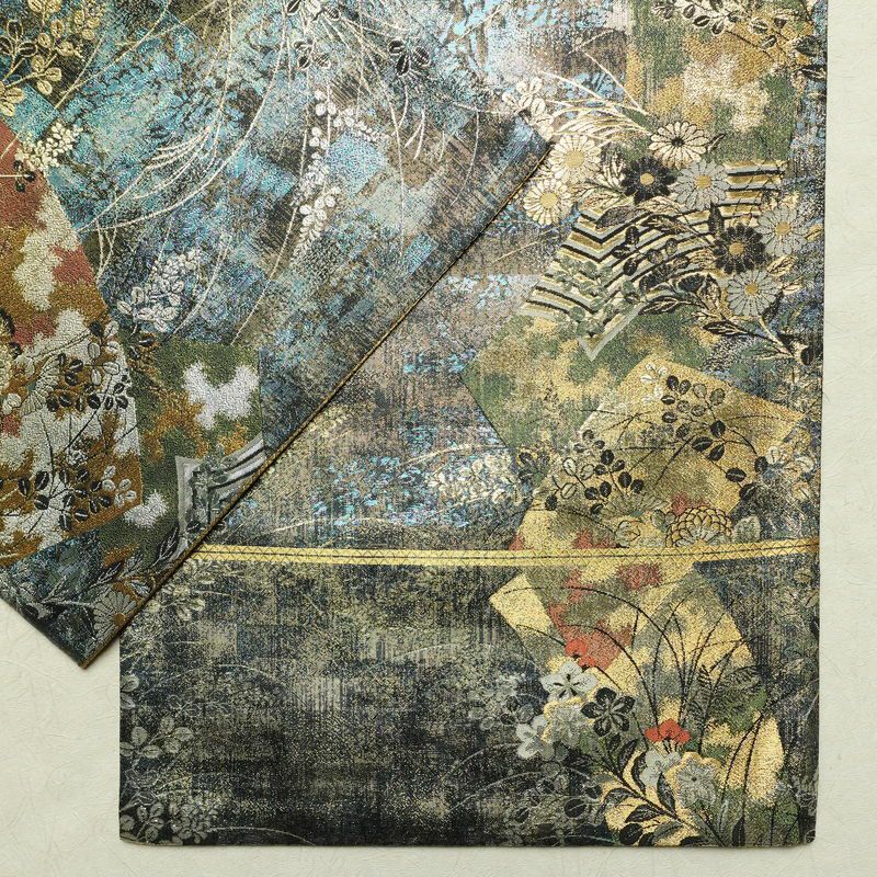 袋帯 六通柄 良品 フォーマル用 正絹 花柄 箔 金糸 帯 黒_画像14