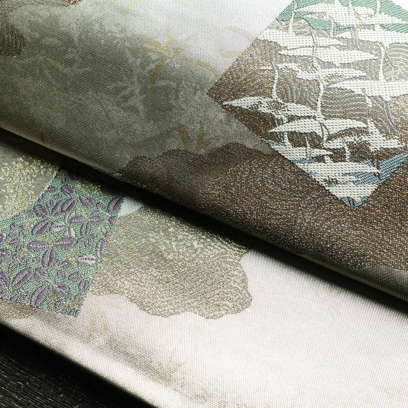 袋帯 六通柄 フォーマル用 正絹 古典柄 箔 刺繍 帯 金・銀_画像8