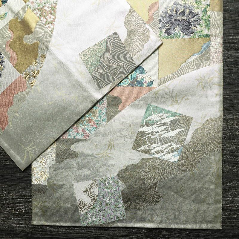 袋帯 六通柄 フォーマル用 正絹 古典柄 箔 刺繍 帯 金・銀_画像13
