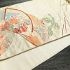 袋帯 詠歌清泉文 六通柄 フォーマル用 正絹 古典柄 箔 帯 クリーム_画像9