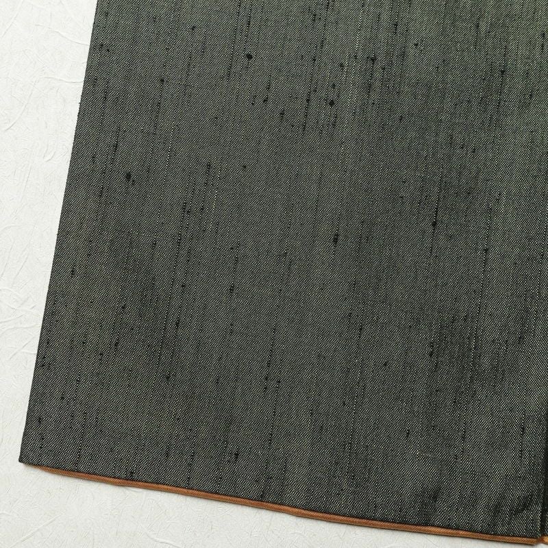 紬 良品 飛び柄 正絹 木の葉・植物柄 袷仕立て 身丈162cm 裄丈68.5cm 着物 緑・うぐいす色_画像12