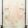 訪問着 美品 しつけ糸付き 正絹 古典柄 袷仕立て 身丈164cm 裄丈66.5cm 箔 フォーマル 菊 亀甲 扇面 着物 ピンク_画像1