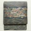 袋帯 六通柄 良品 フォーマル用 正絹 古典柄 金糸 帯 菊 波 青・紺_画像1