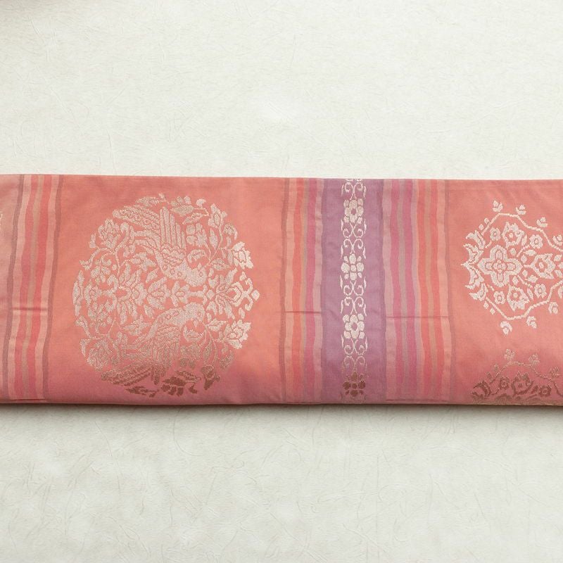 袋帯 六通柄 一般用 正絹 幾何学柄・抽象柄 帯 ピンク_画像13