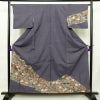 訪問着 良品 紬地 正絹 花柄 袷仕立て 身丈158cm 裄丈65cm 着物 紫苑色 紫・藤色_画像1