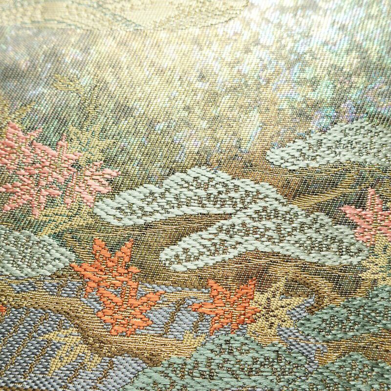袋帯 六通柄 美品 正絹 風景柄 箔 金糸 帯 多色使い_画像4