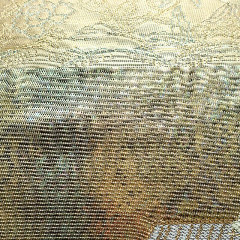 袋帯 六通柄 美品 正絹 風景柄 箔 金糸 帯 多色使い_画像5
