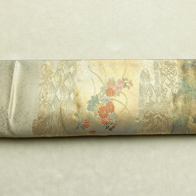 袋帯 六通柄 美品 正絹 風景柄 箔 金糸 帯 多色使い_画像14