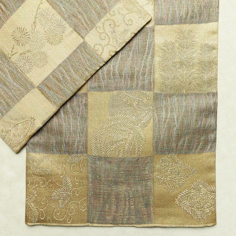 袋帯 六通柄 良品 フォーマル用 正絹 チェック・格子柄 金糸 帯 金・銀_画像12