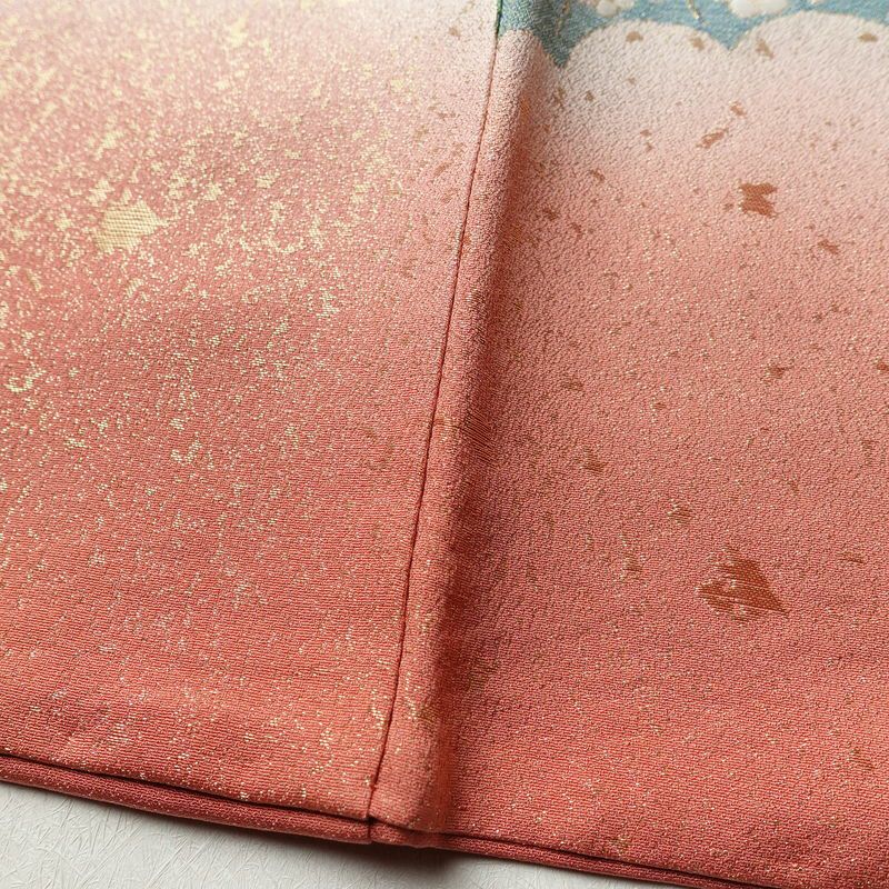 振袖 正絹 人物・動物柄 袷仕立て 身丈166cm 裄丈68.5cm 箔 金糸 フォーマル 成人式 二十歳の集い 着物 ピンク_画像10