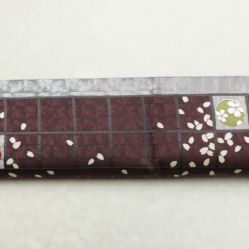 袋帯 杉良太郎 六通柄 良品 フォーマル用 正絹 花柄 金糸 銀糸 桜 紫・藤色_画像15