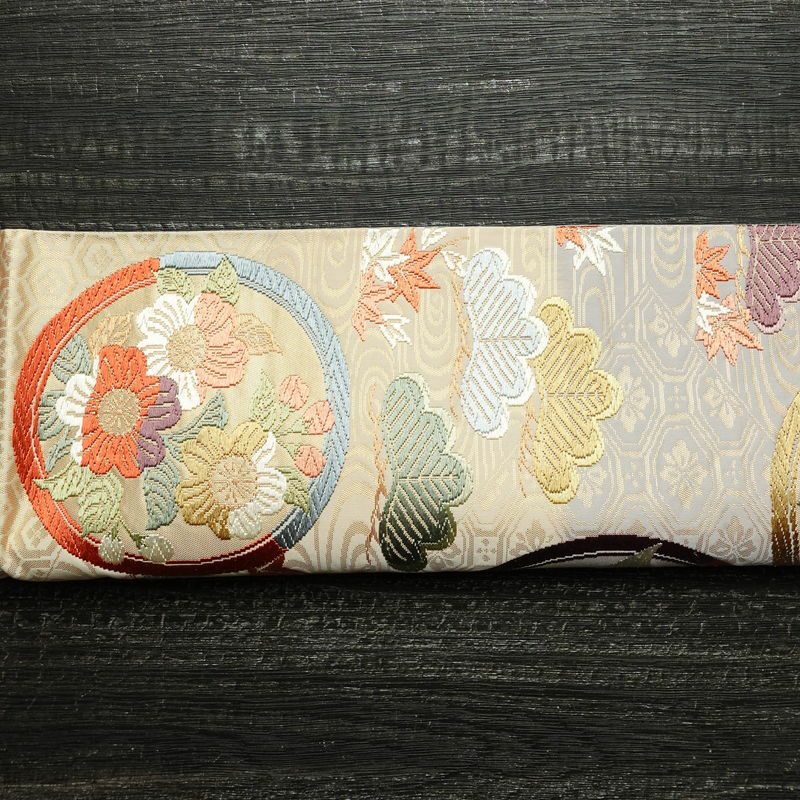 袋帯 六通柄 フォーマル用 正絹 古典柄 刺繍 金糸 帯 振袖用 多色使い_画像15