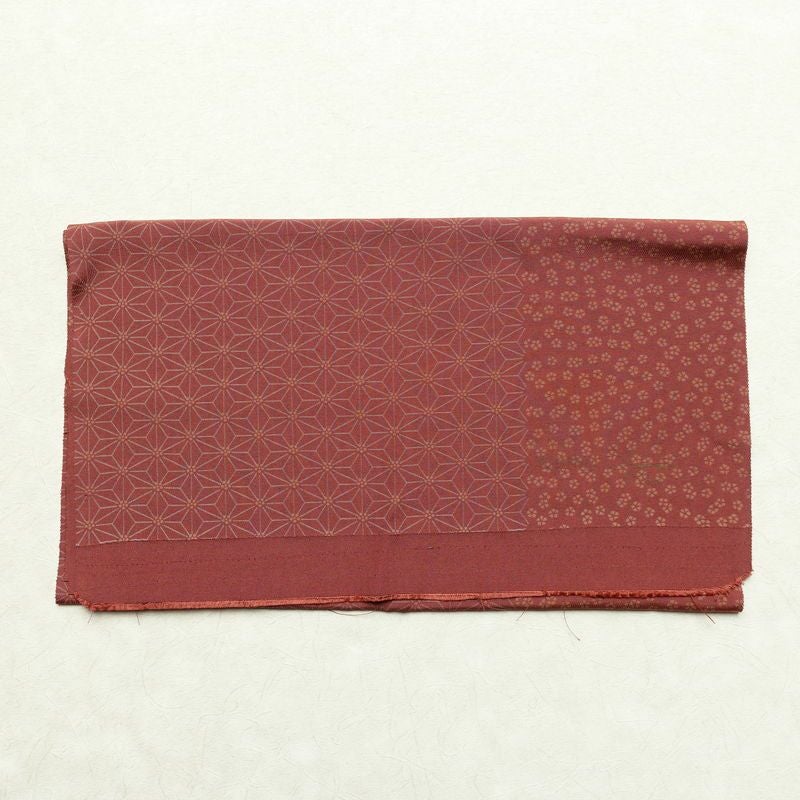 小紋 しつけ糸付き 縮緬 総柄 正絹 麻の葉柄 袷仕立て 色違い共八掛 身丈160.5cm 裄丈67cm 着物 小豆・エンジ_画像21