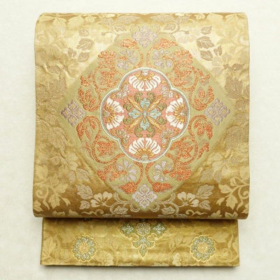 袋帯 六通柄 フォーマル用 正絹 幾何学柄・抽象柄 金糸 帯 金・銀