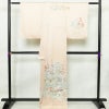 訪問着 良品 落款入り しつけ糸付き 綸子 正絹 風景柄 袷仕立て 身丈165cm 裄丈67cm フォーマル 着物 ピンク_画像2