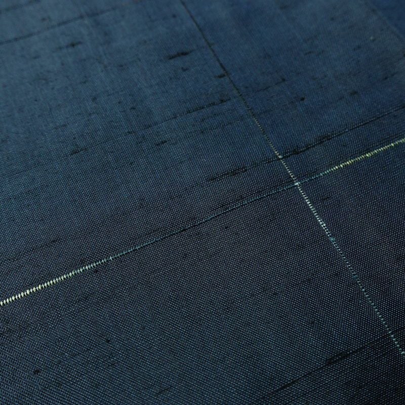 塩沢紬 紬 しつけ糸付き 正絹 チェック・格子柄 袷仕立て 身丈164cm 裄丈65cm つむぎ 塩澤紬 着物 青・紺_画像7