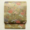 袋帯 六通柄 美品 フォーマル用 正絹 花柄 金糸 帯 油色 お洒落 黄・黄土色_画像1