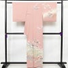 訪問着 美品 縮緬 一つ紋付き 正絹 風景柄 袷仕立て 身丈159.5cm 裄丈69.5cm 箔 金彩 フォーマル 着物 ピンク_画像2