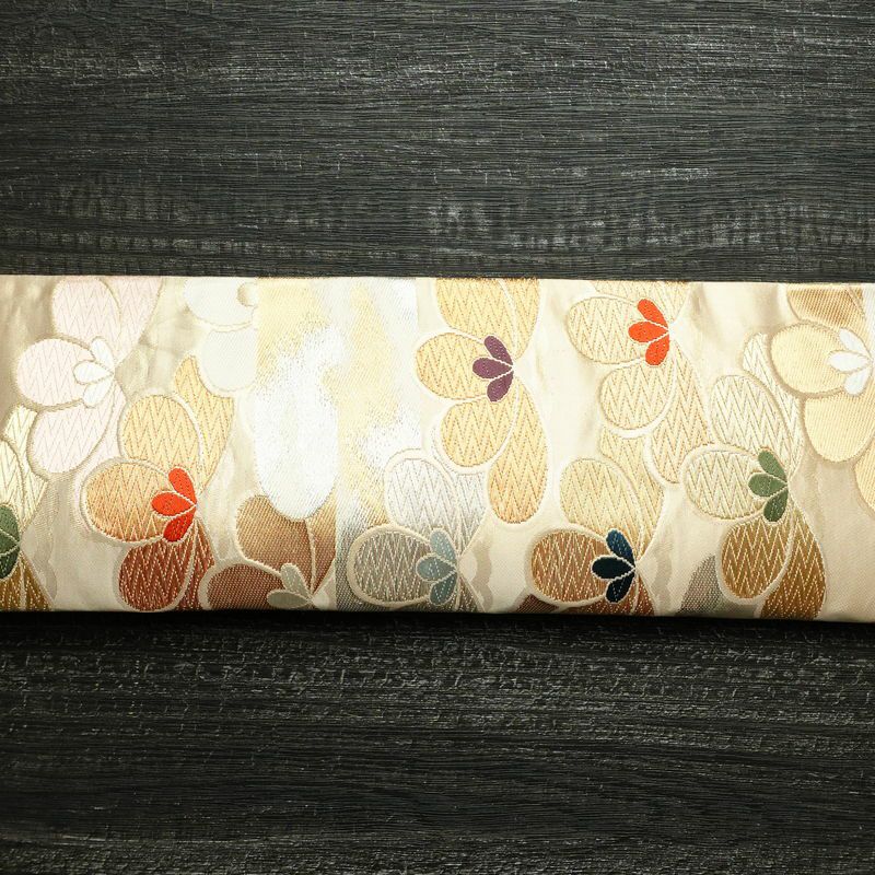 袋帯 六通柄 フォーマル用 正絹 古典柄 箔 金糸 帯 ベージュ_画像13