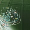 訪問着 良品 落款入り 手描き縮緬 一つ紋付き 正絹 花柄 袷仕立て 身丈160.5cm 裄丈67cm フォーマル 着物 緑・うぐいす色_画像5